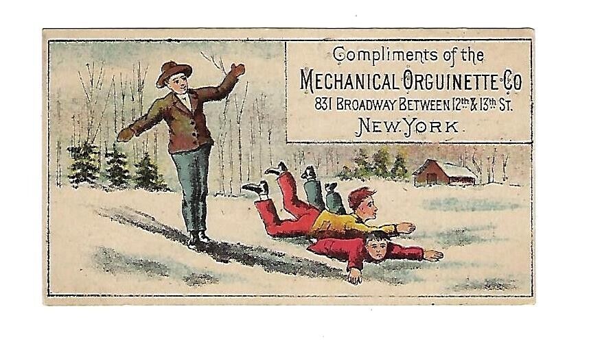 c1880\'s Victorian Trade Card Mechanical Orguinette Co. Pipe Organs, Pianos
