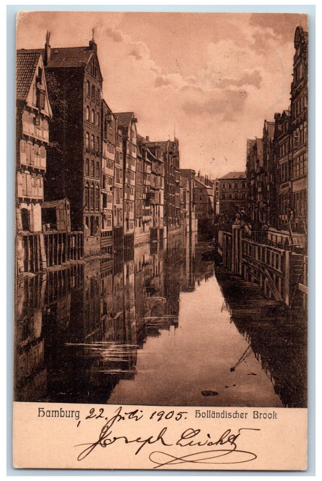 Hamburg Germany Postcard Dutch Brook River Scene 1905 Antique Posted