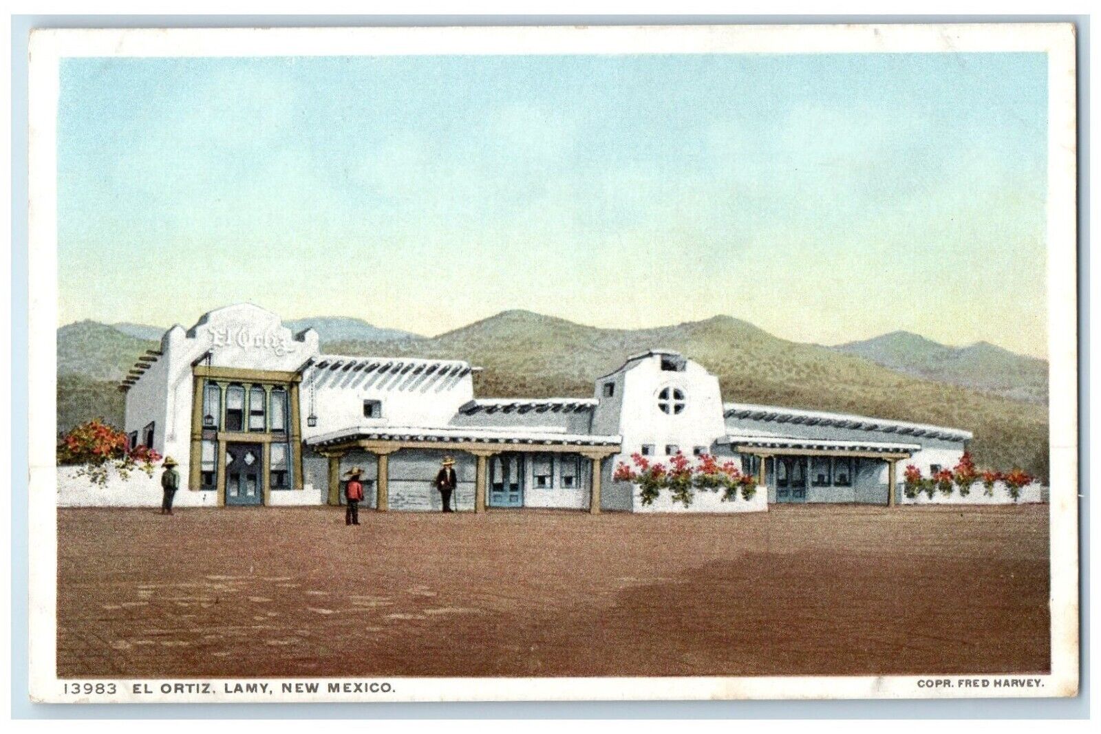 c1930's View Of El Ortiz Lamy New Mexico NM Fred Harvey Vintage Postcard