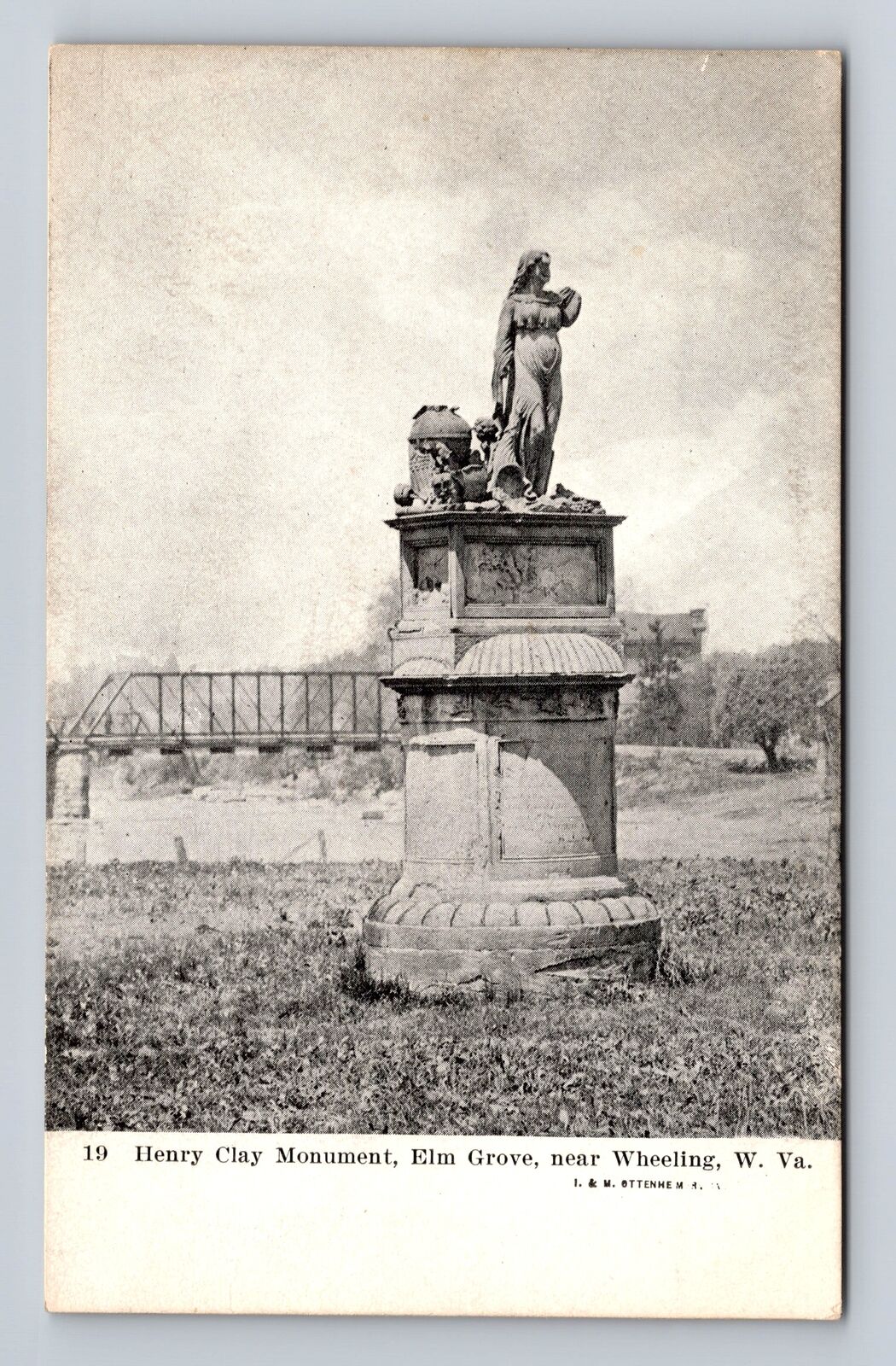 Wheeling WV-West Virginia, Elm Grove, Henry Clay Monument, Vintage Postcard