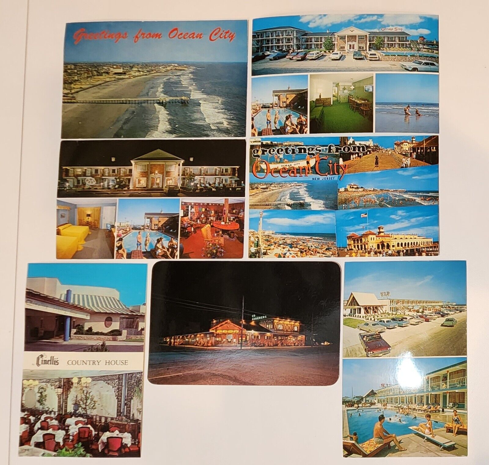 7 Vtg New Jersey Postcards Unposted Ocean City, Wildwood Crest, Cherry Hill