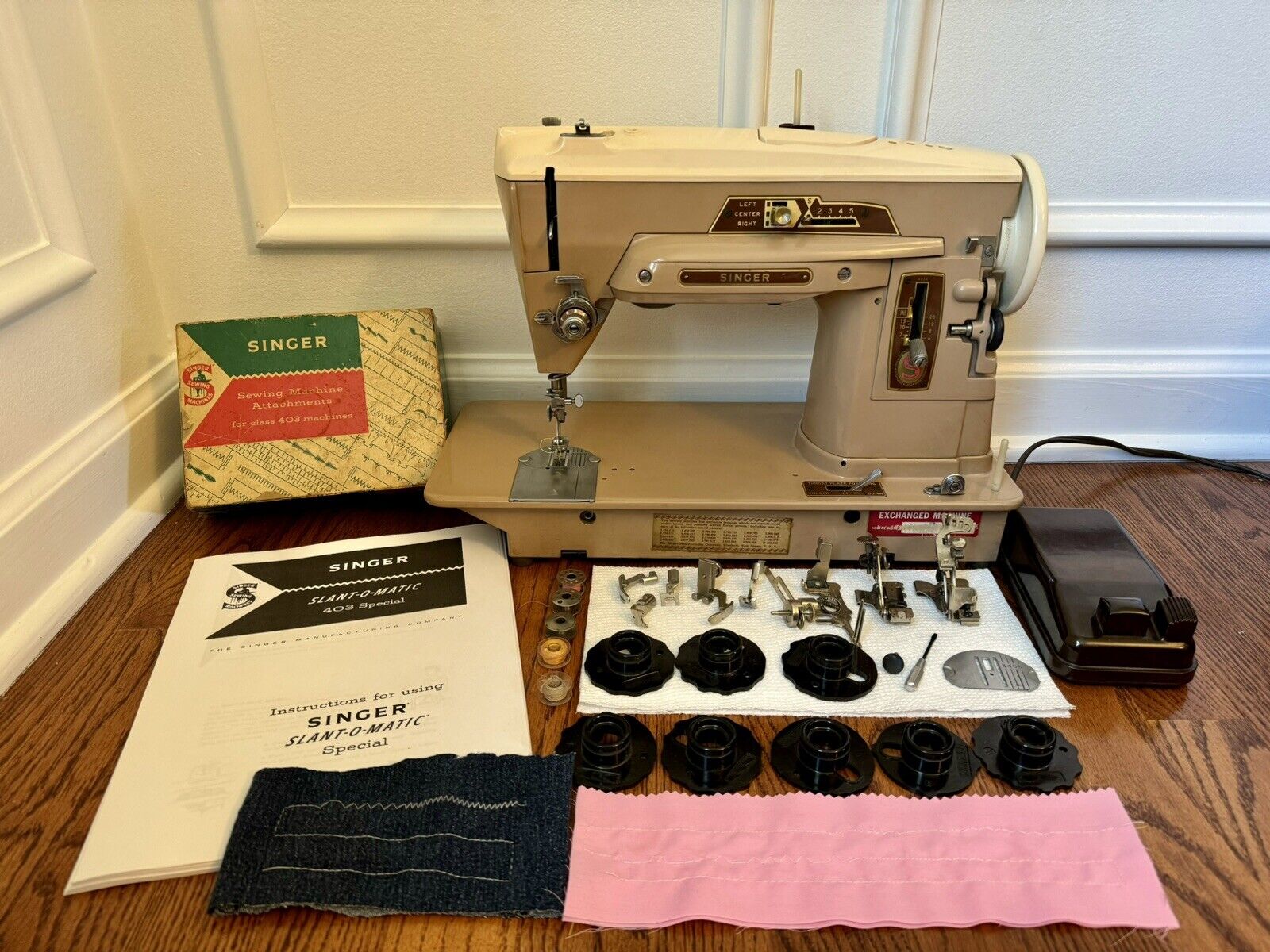 See video LOADED Vintage 1950s SINGER Model 403A Sewing Machine & EXTRAS 403 A