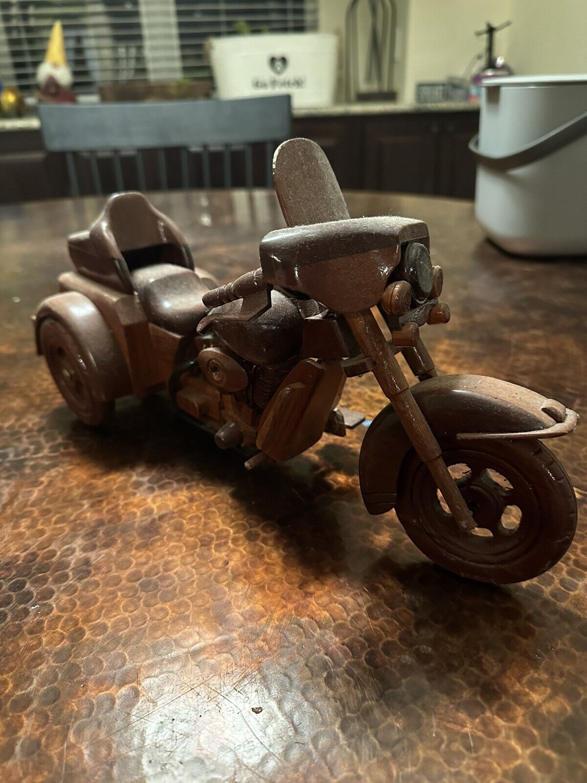 Vintage handcrafted wooden motorcycle