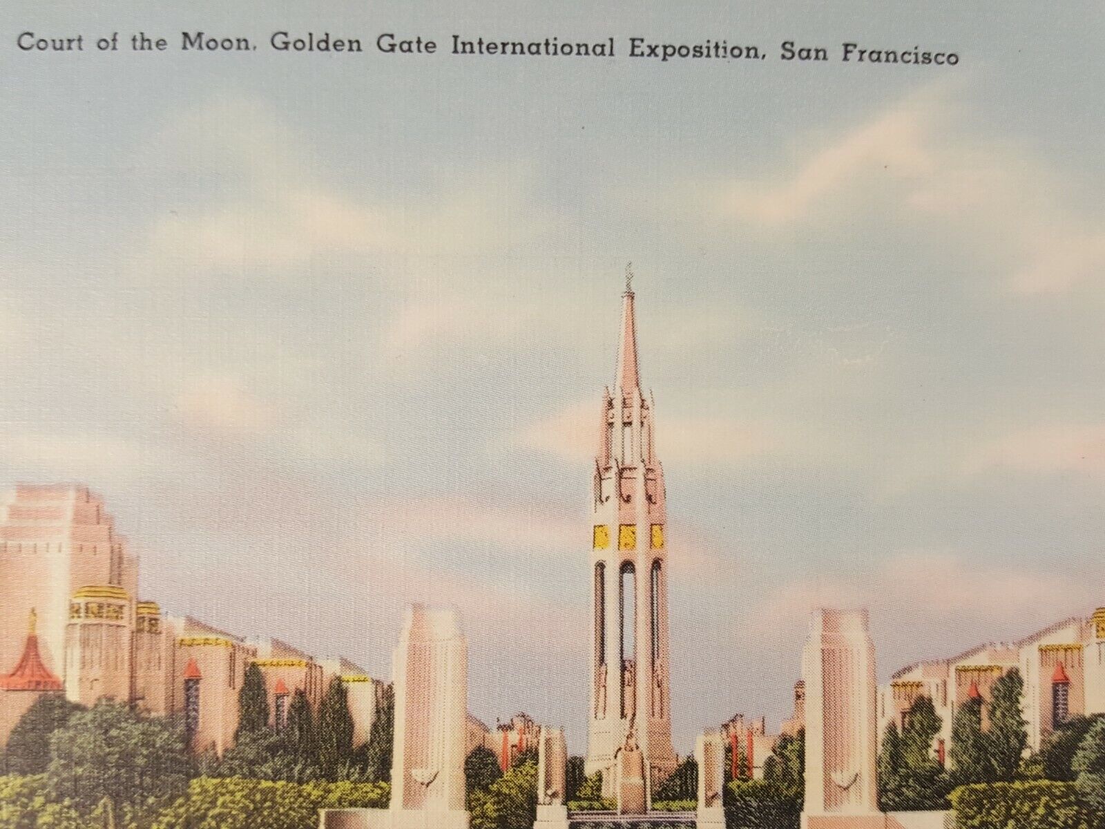 San Francisco Linen Post Card Court of the Moon GGIE California Vintage Postcard