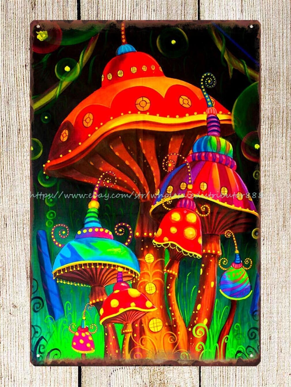  art prints online trippy psychedelic mushroom metal tin sign