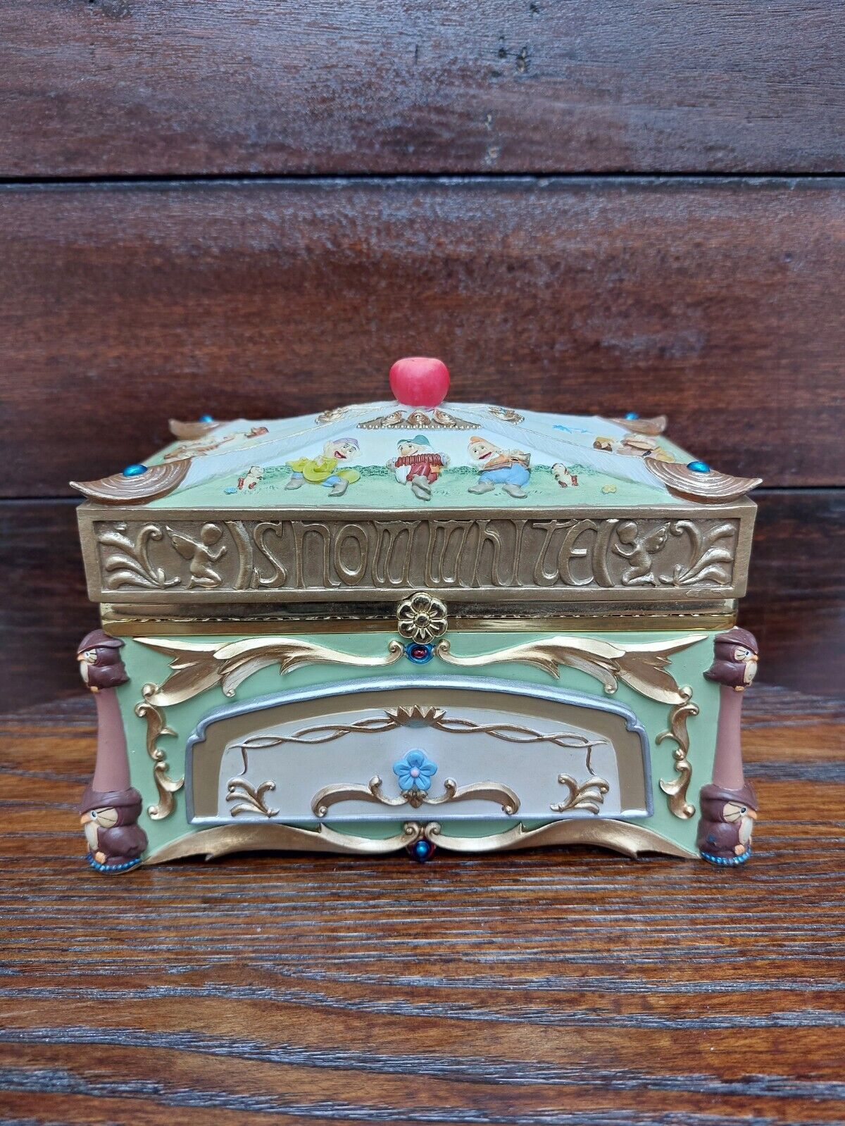 Rare Disney Snow White & Seven Dwarfs Jewelry Music Box Drawer
