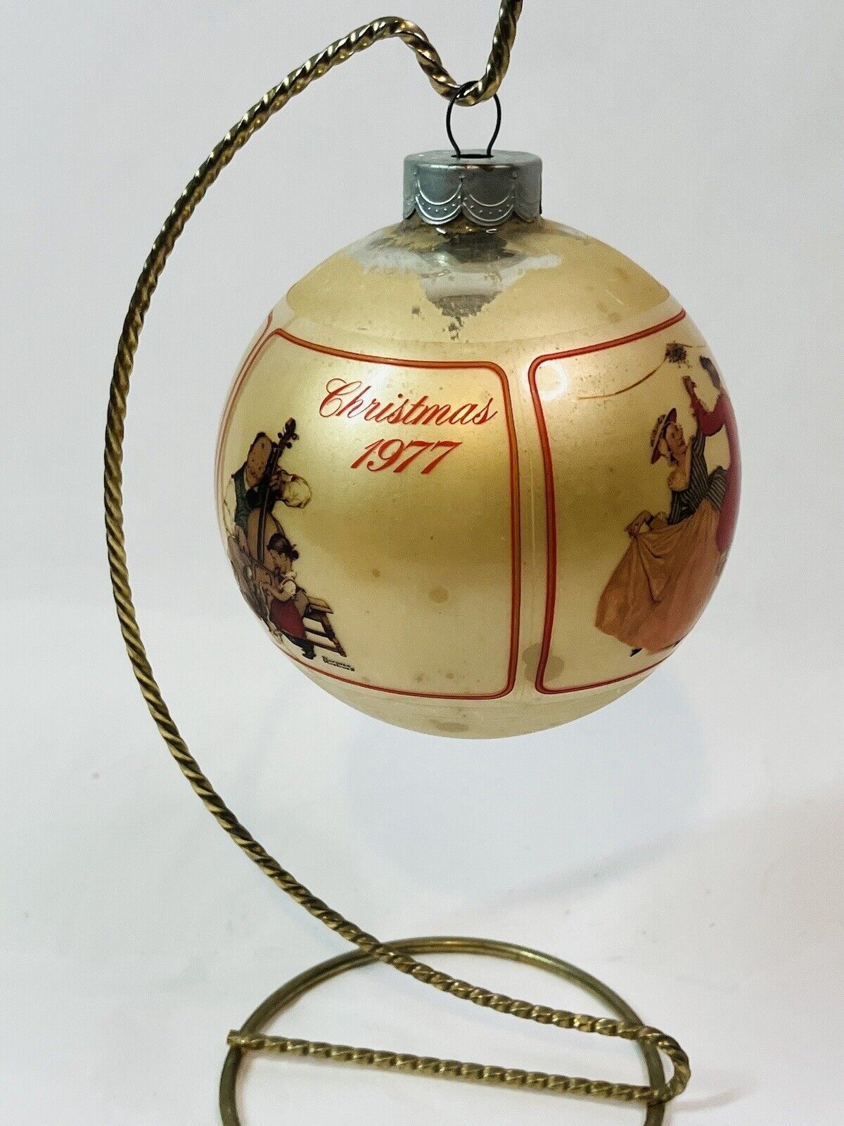 HALLMARK Keepsake 1977 NORMAN ROCKWELL Glass Ball CHRISTMAS ORNAMENT Vintage