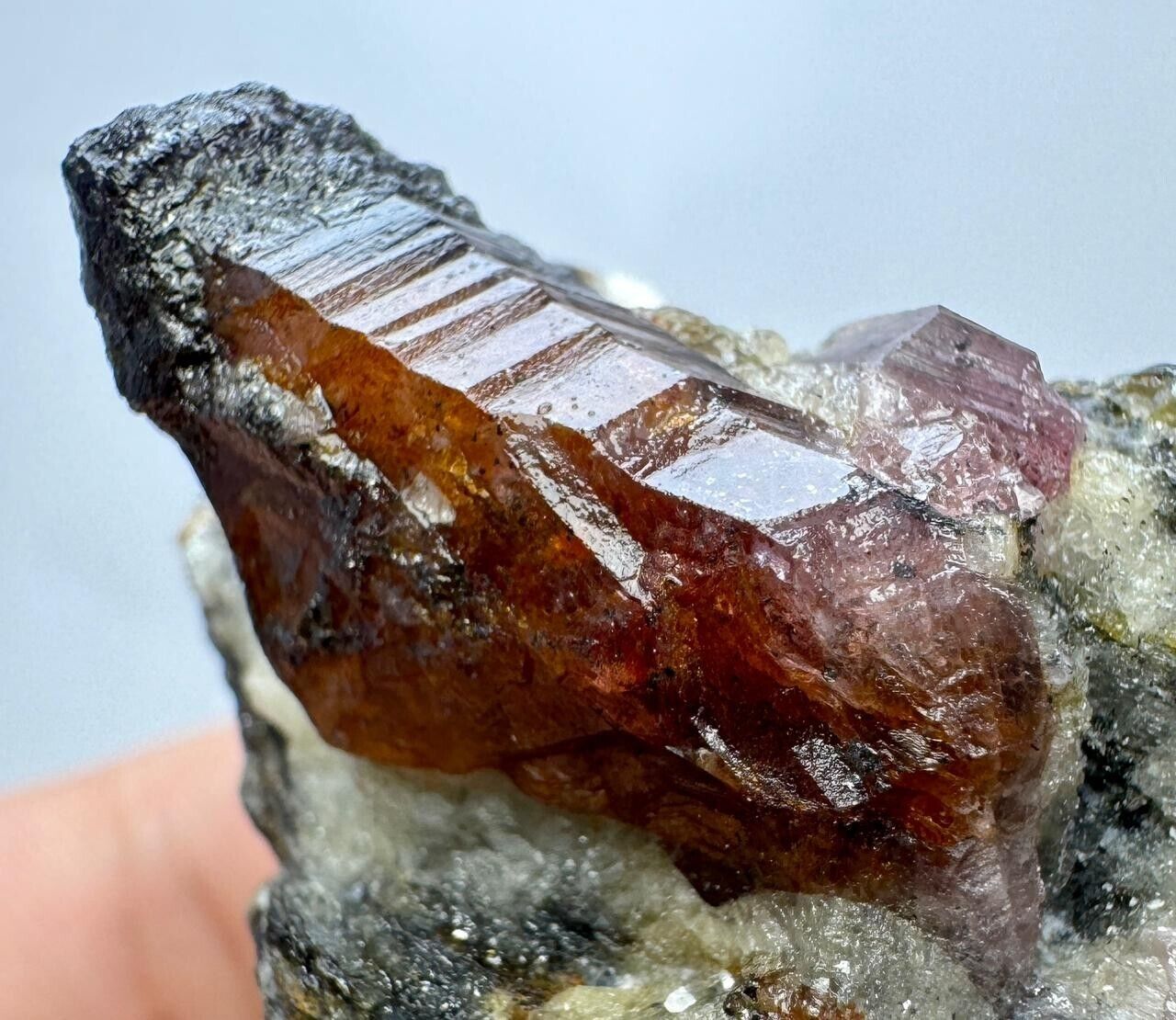 112 Gram Well Terminated Top Red Spinal Partial Crystal On Matrix  From Afg
