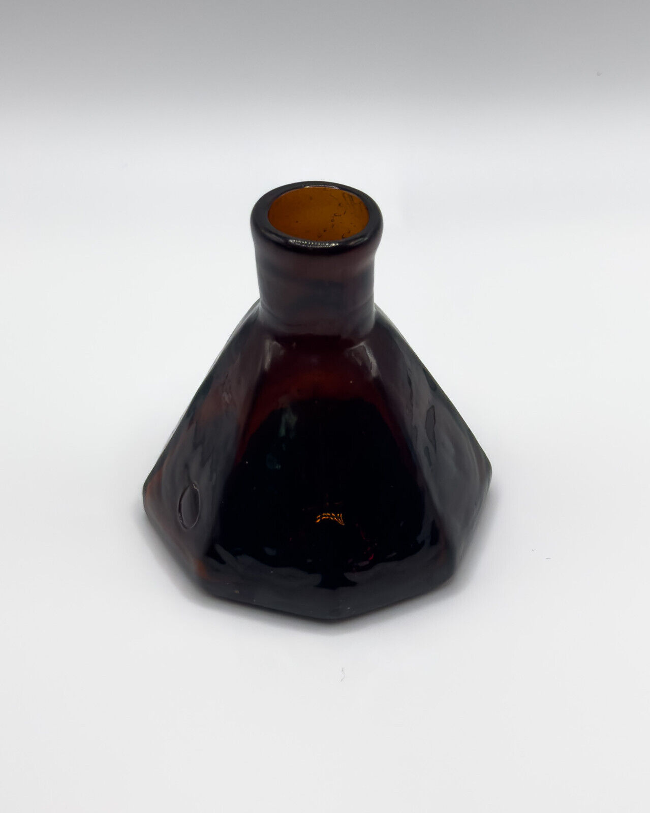 Antique Pontil Stoddard Amber Ink Well c. 1840s - 1860s