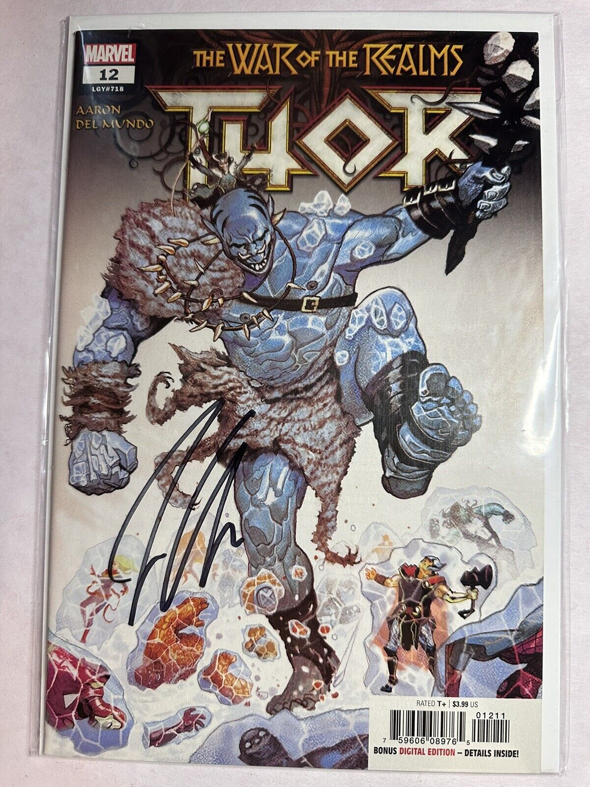 THOR #12 VOL. 5 MARVEL COMIC BOOK SIGNED BY JASON AARON WITH COA