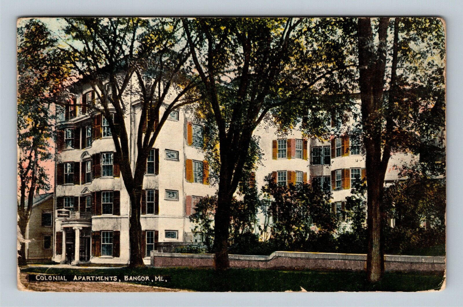 Bangor ME, Colonial Apartments, Maine c1917 Vintage Postcard