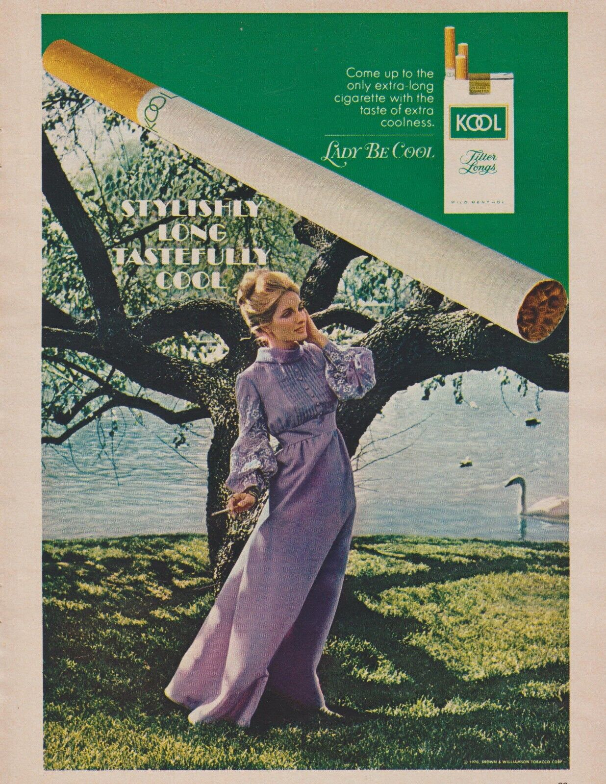 1971 Kool Longs Cigarettes - Purple Dress Girl - \
