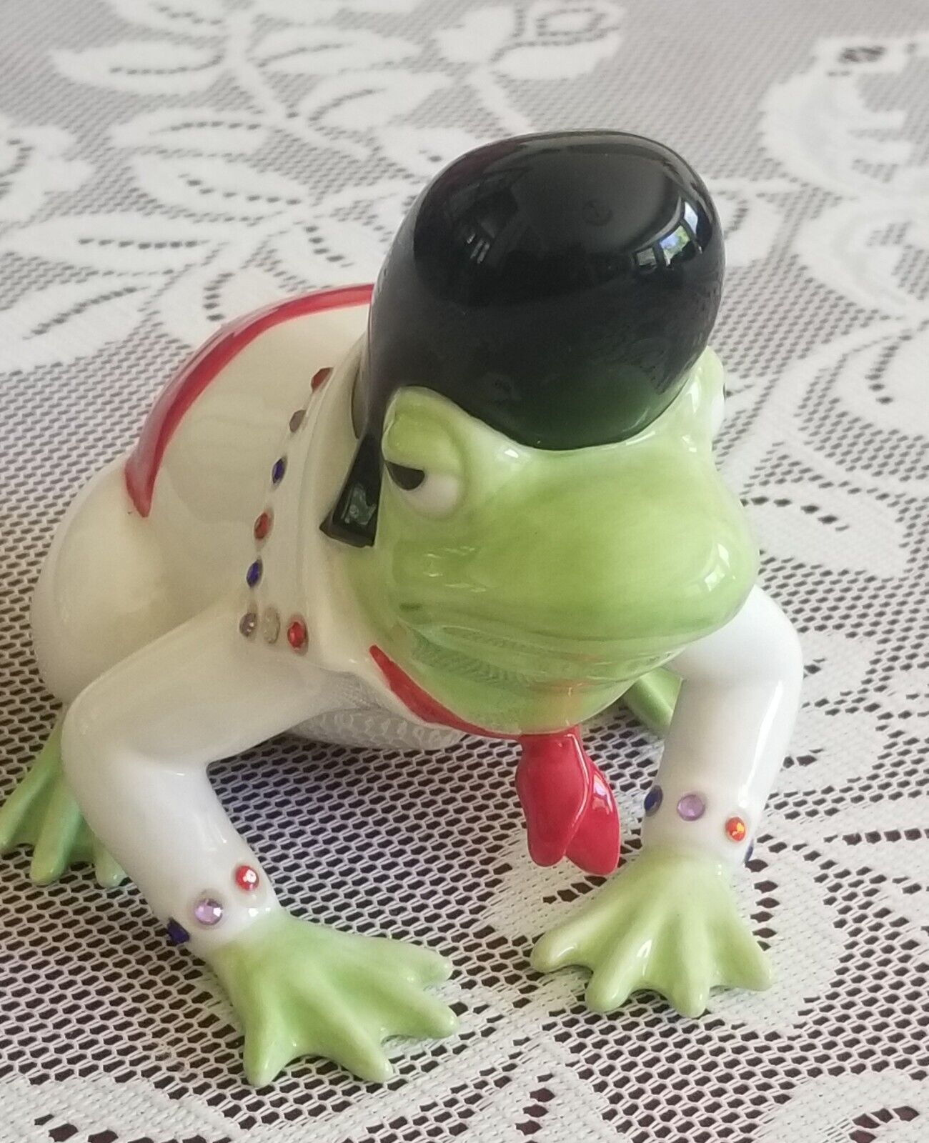 Westland Fanciful Frogs Elvis Presley King Croak Porcelain Frog Figurine Jewels
