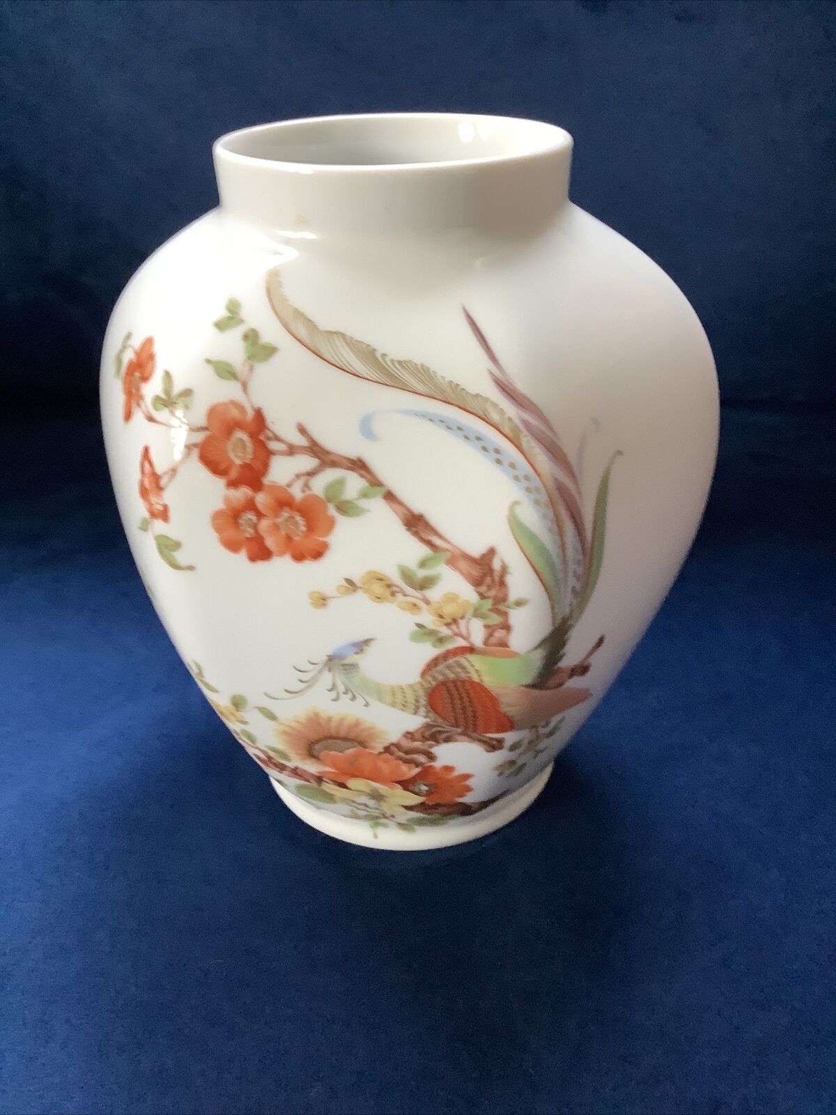 Vtg Kaiser W Germany “Olivia “ Porcelain Vase Pheasant Floral 7”