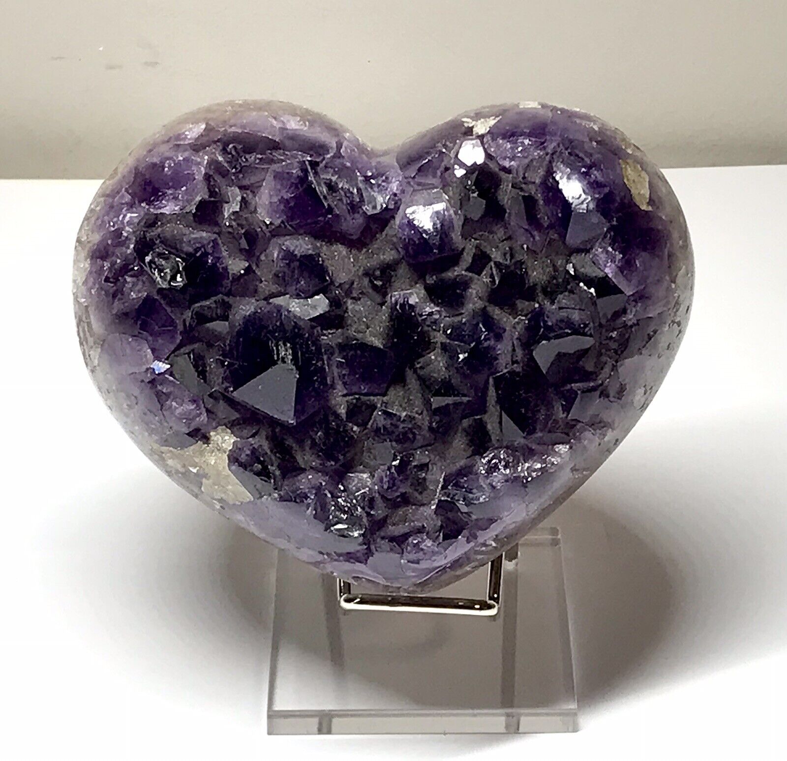 Large Amethyst Uruguayan Heart Cluster Druzy Crystal Quartz With Stand 845 Grams