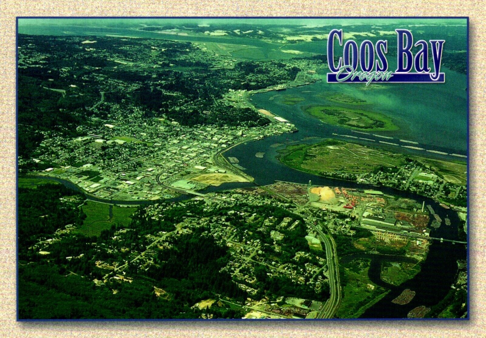 Aerial View Coos Bay Oregon Postcard