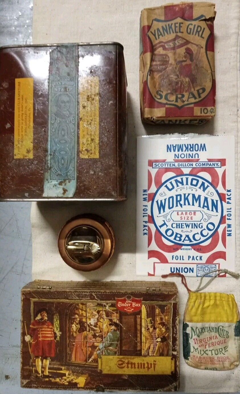 Antique, Vintage Cigar Box And Tins, Lot Of 6