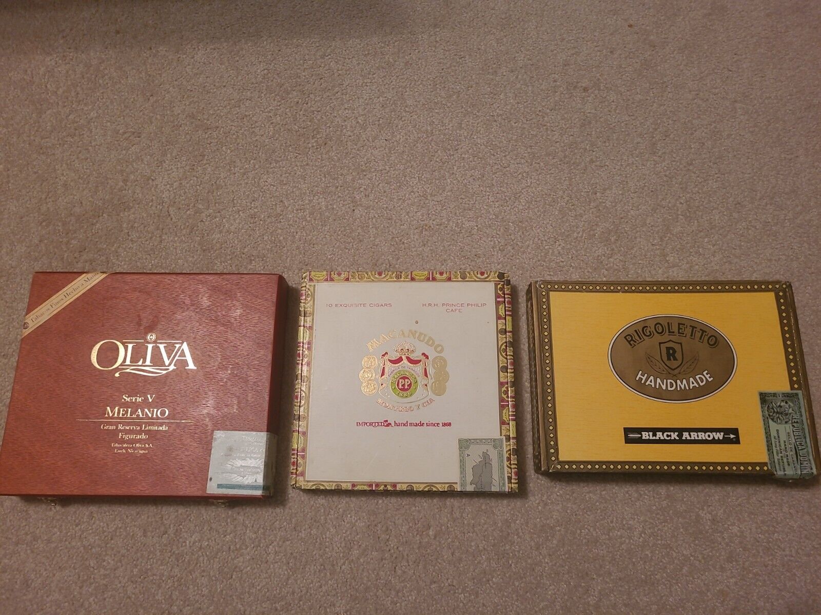 Lot of 3 Assorted Cigar Boxes Empty 