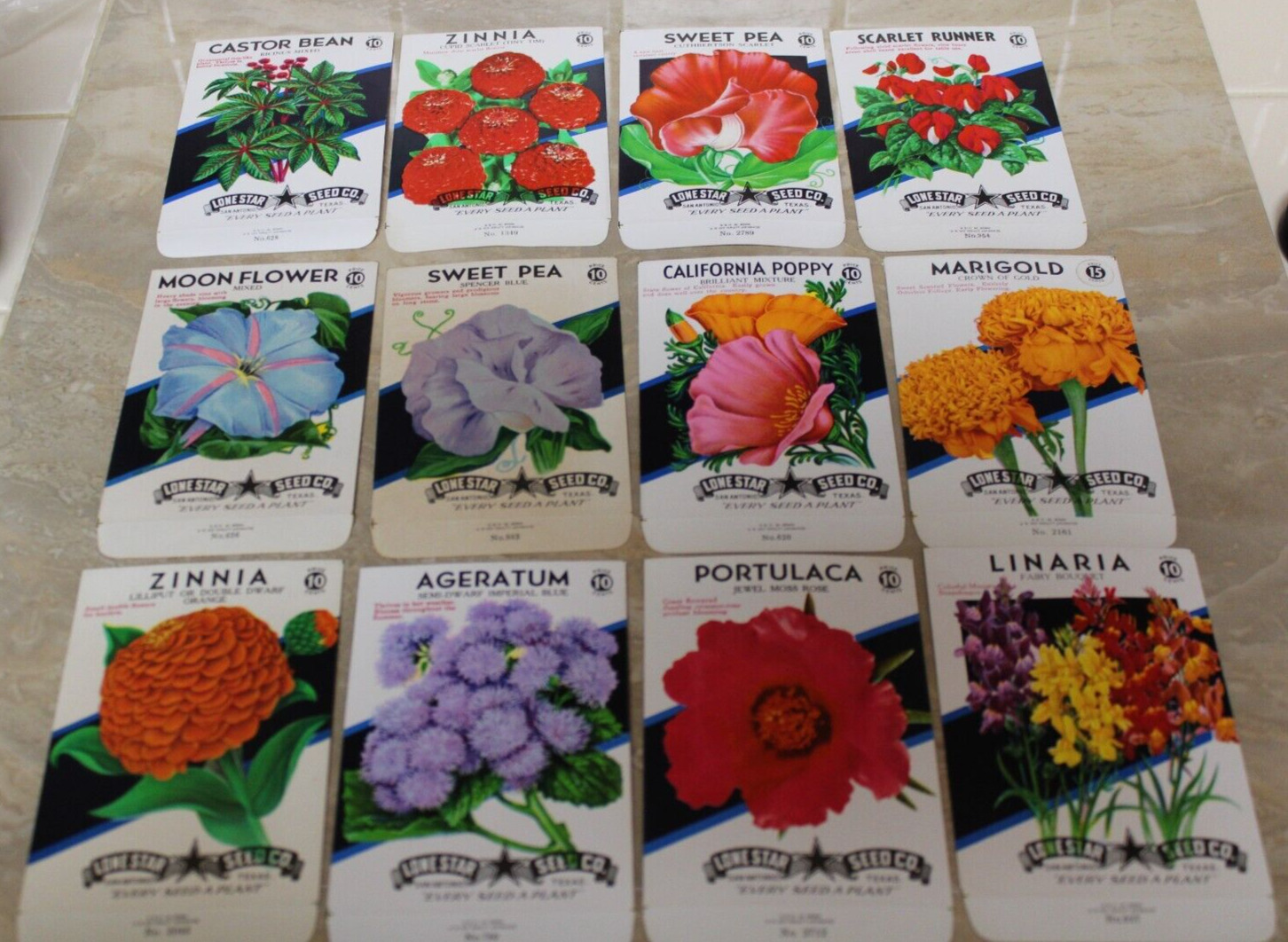 26 Vintage Lone Star Flower Seed Packets Empty 10 cent