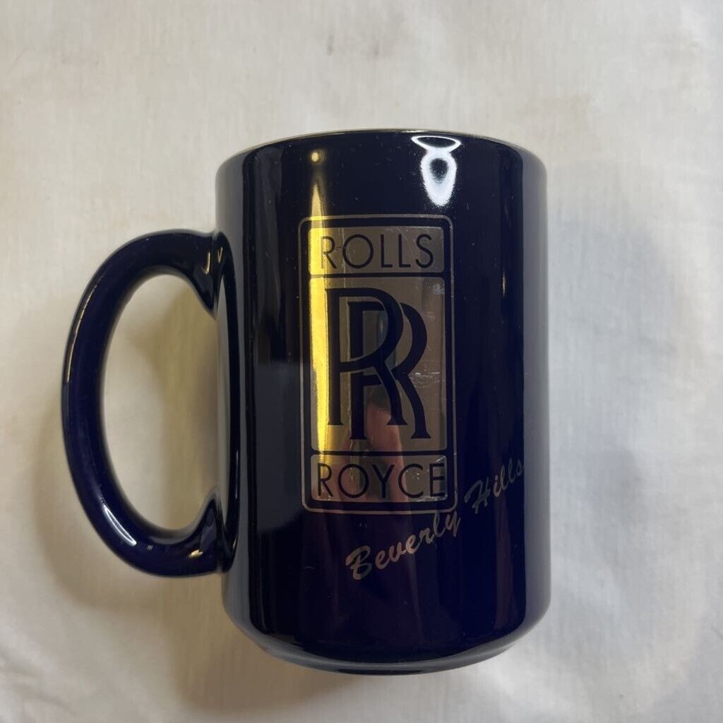 Rolls Royce Beverly Hills Coffee Mug Black Gold Advertising Dealership Car Cup