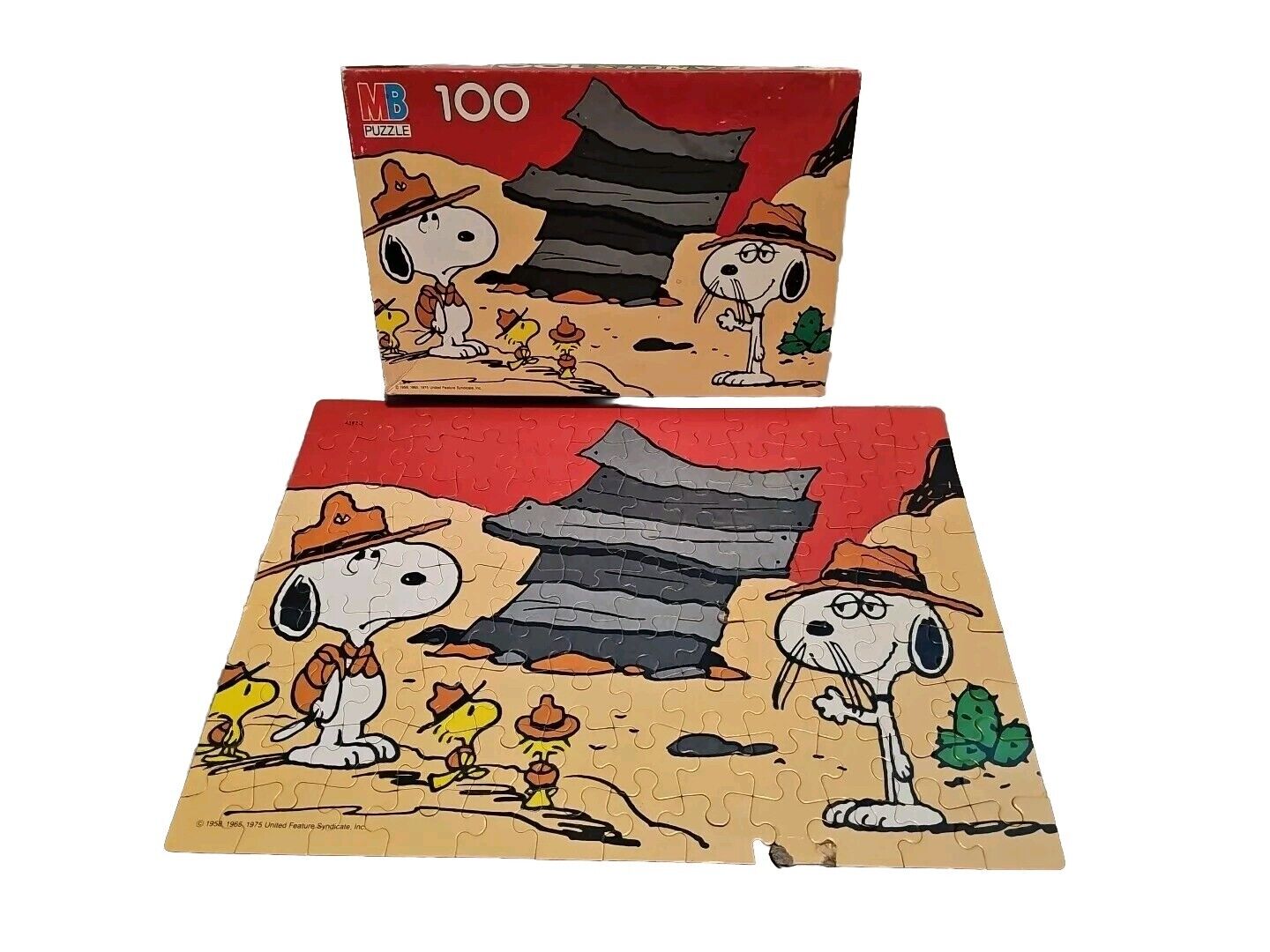 VTG MB PEANUTS 100 PIECE PUZZLE SNOOPY BROTHER SPIKE & WOODSTOCK  16\