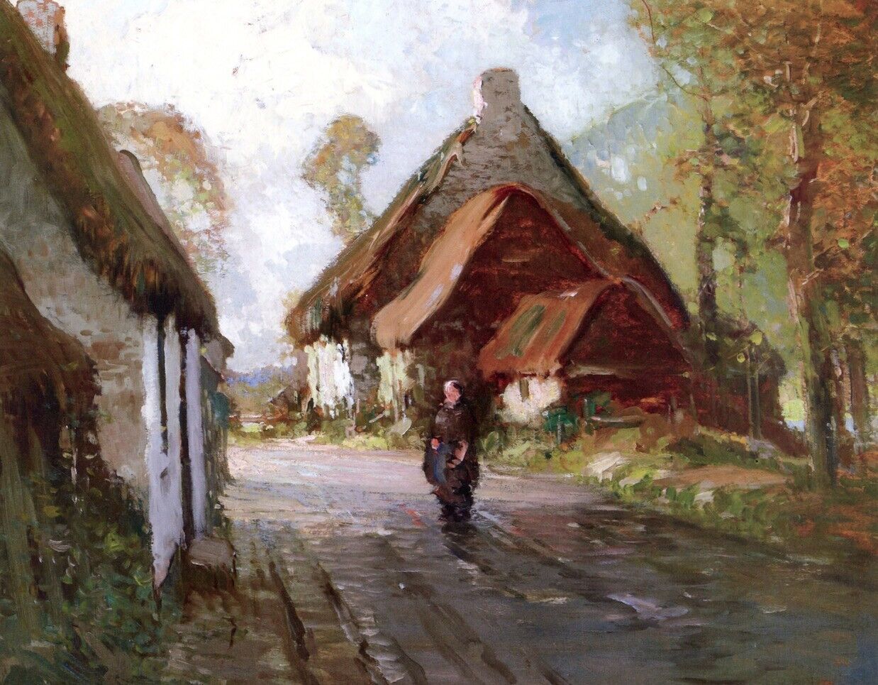 Oil painting Rysoord-Holland-Georges-Ames-Aldrich-oil-painting cottage landscape