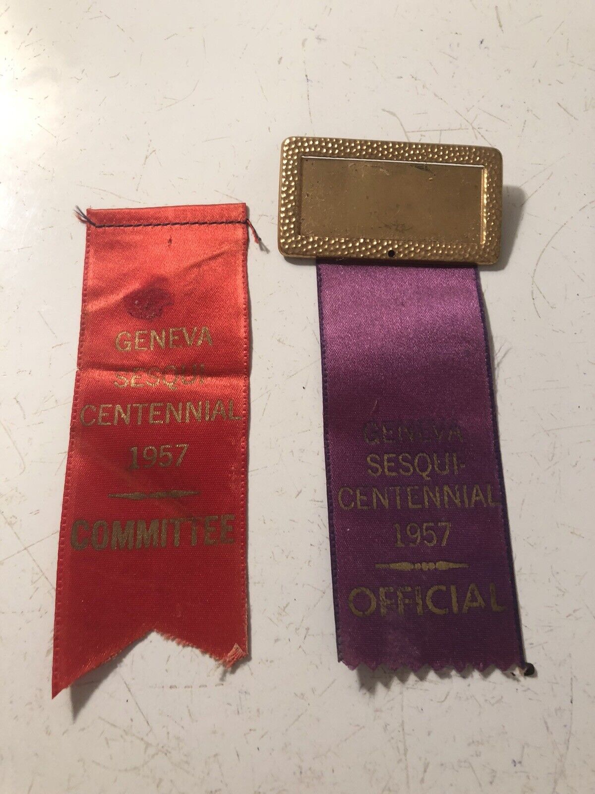 Lot of Two 1957 Geneva New York Sesquicentennial Committee Ribbons