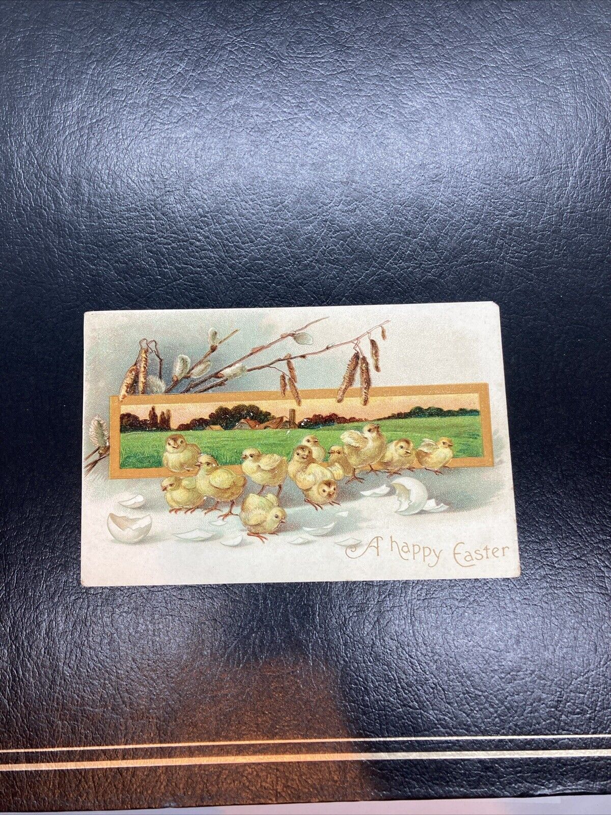 Vintage Embossed Easter Postcard Loving Greeting Ducklings Chicks Posted 1909