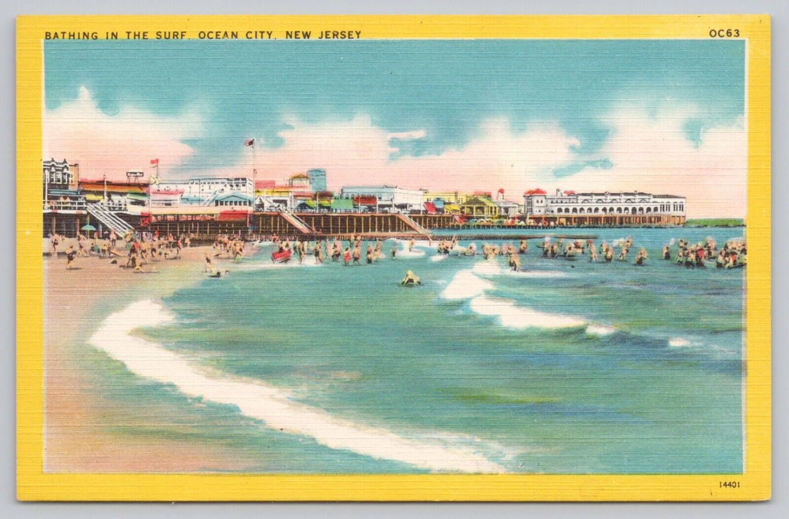 Postcard Bathing in the Surf Ocean City New Jersey