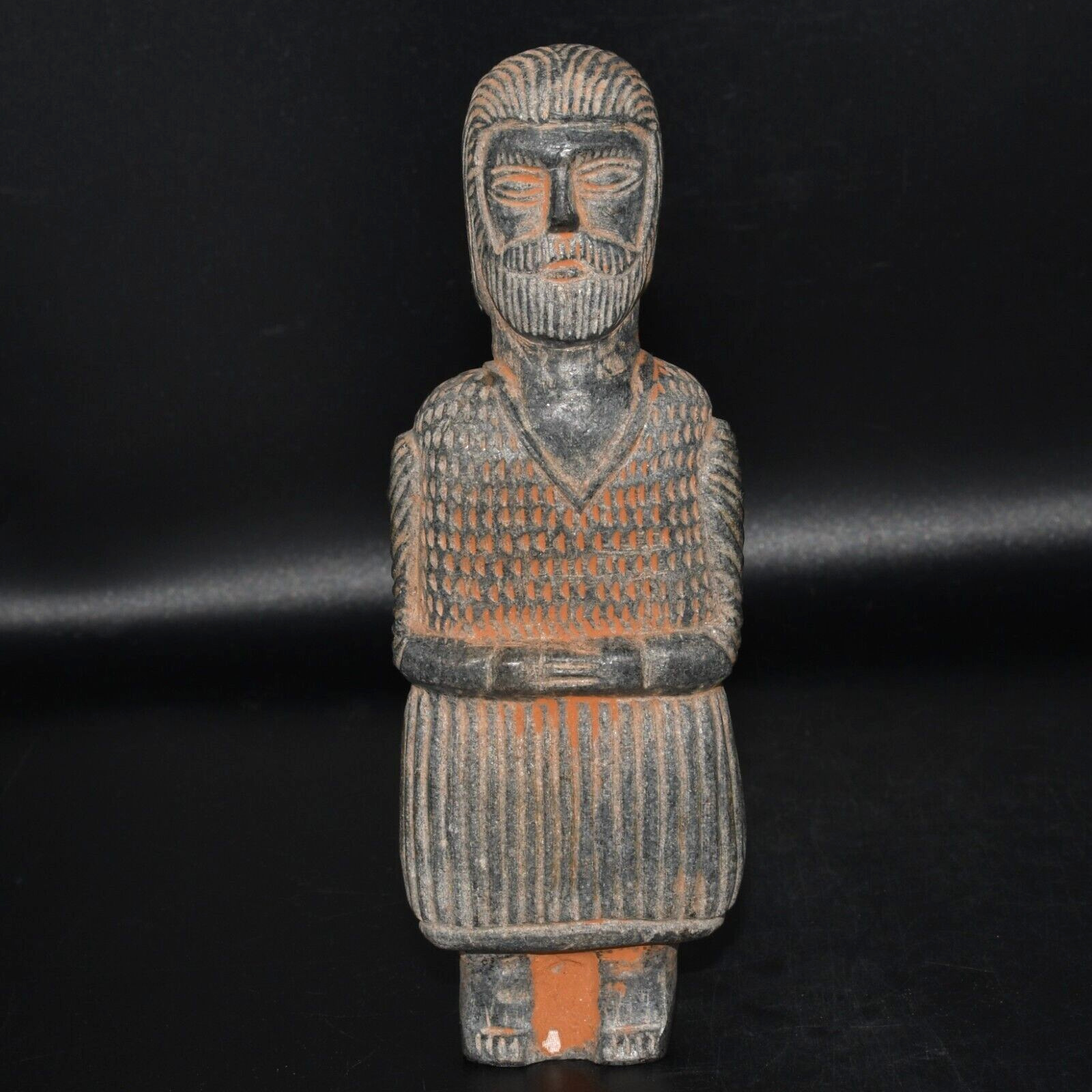 Rare Large Ancient Near Eastern Stone Idol Figurine of Nobleman Standing