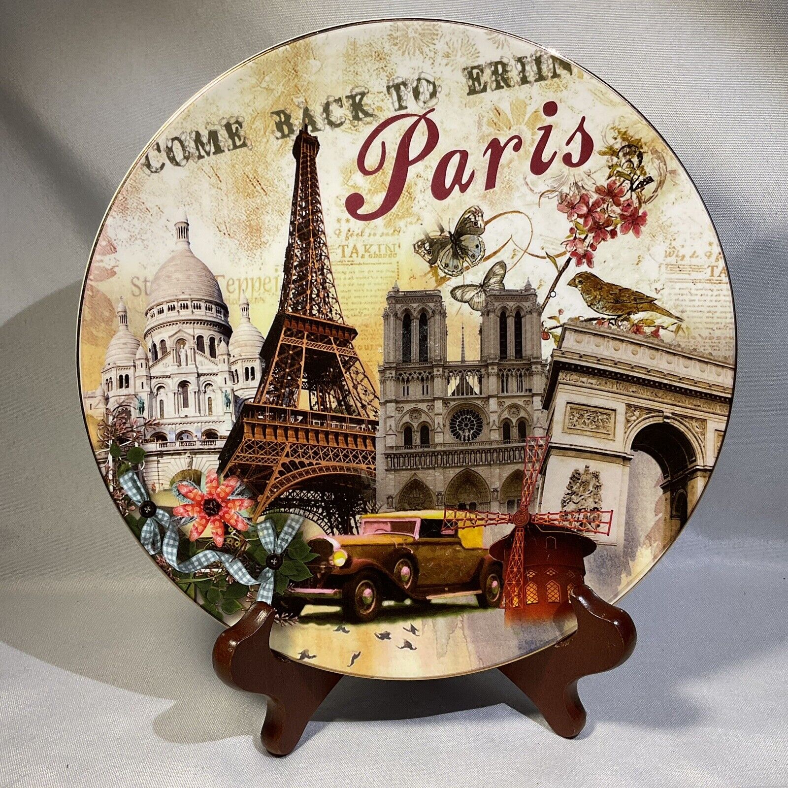 Paris France Come Back To Eriin Souvenir Plate