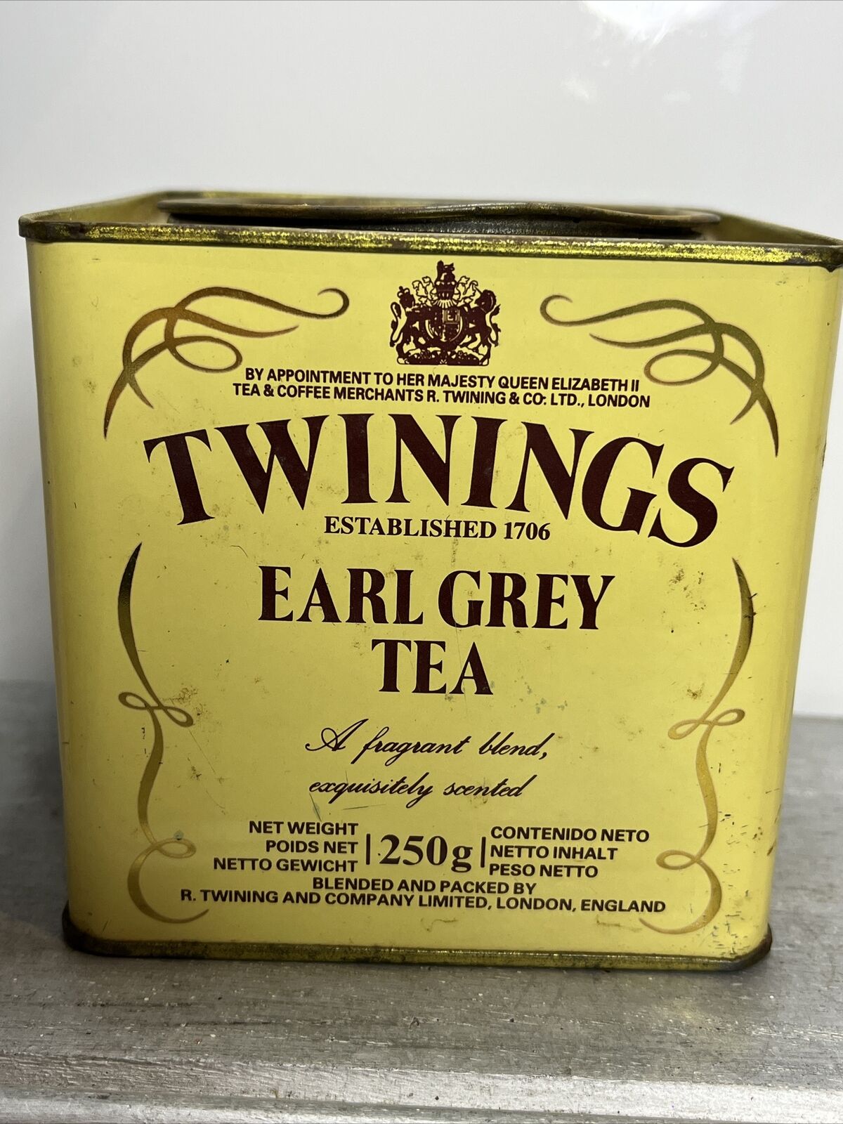 Twinings of London Earl Grey EMPTY Vintage 1990 Collectible Tin Container
