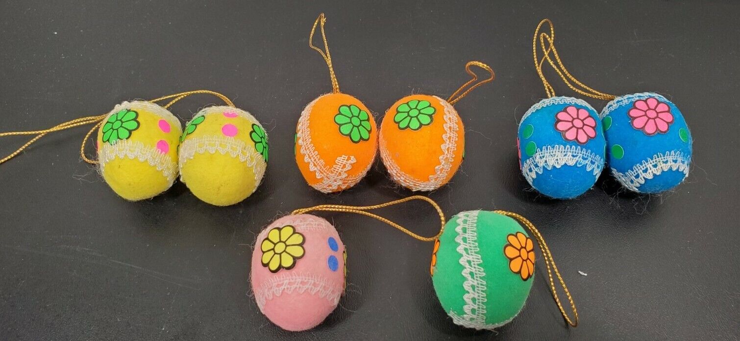 Set of 8 Vintage Foam/Felt Egg Ornaments