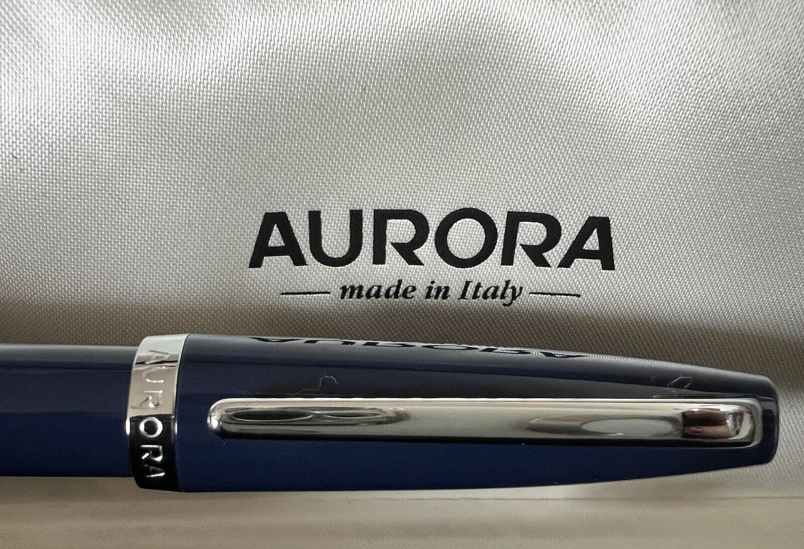 Aurora Pen Sphere Style Blue Diamond With Trim Chrome Marking