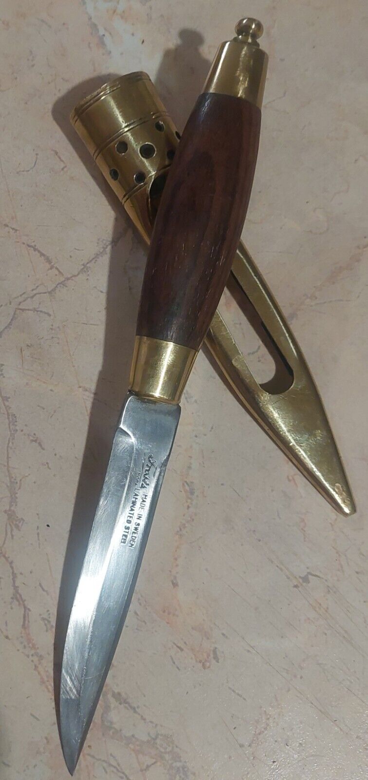 Frost's knife Sweden- Metal Sheets-Wooden Handle-Carbon steel laminated blade