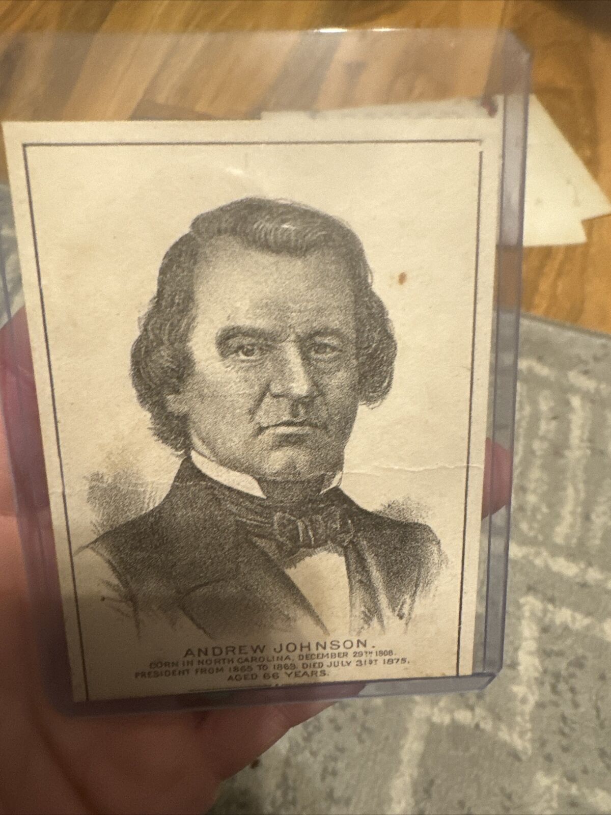Andrew Johnson HD2A Trading card President trimmed bottom 1880s to 1890s