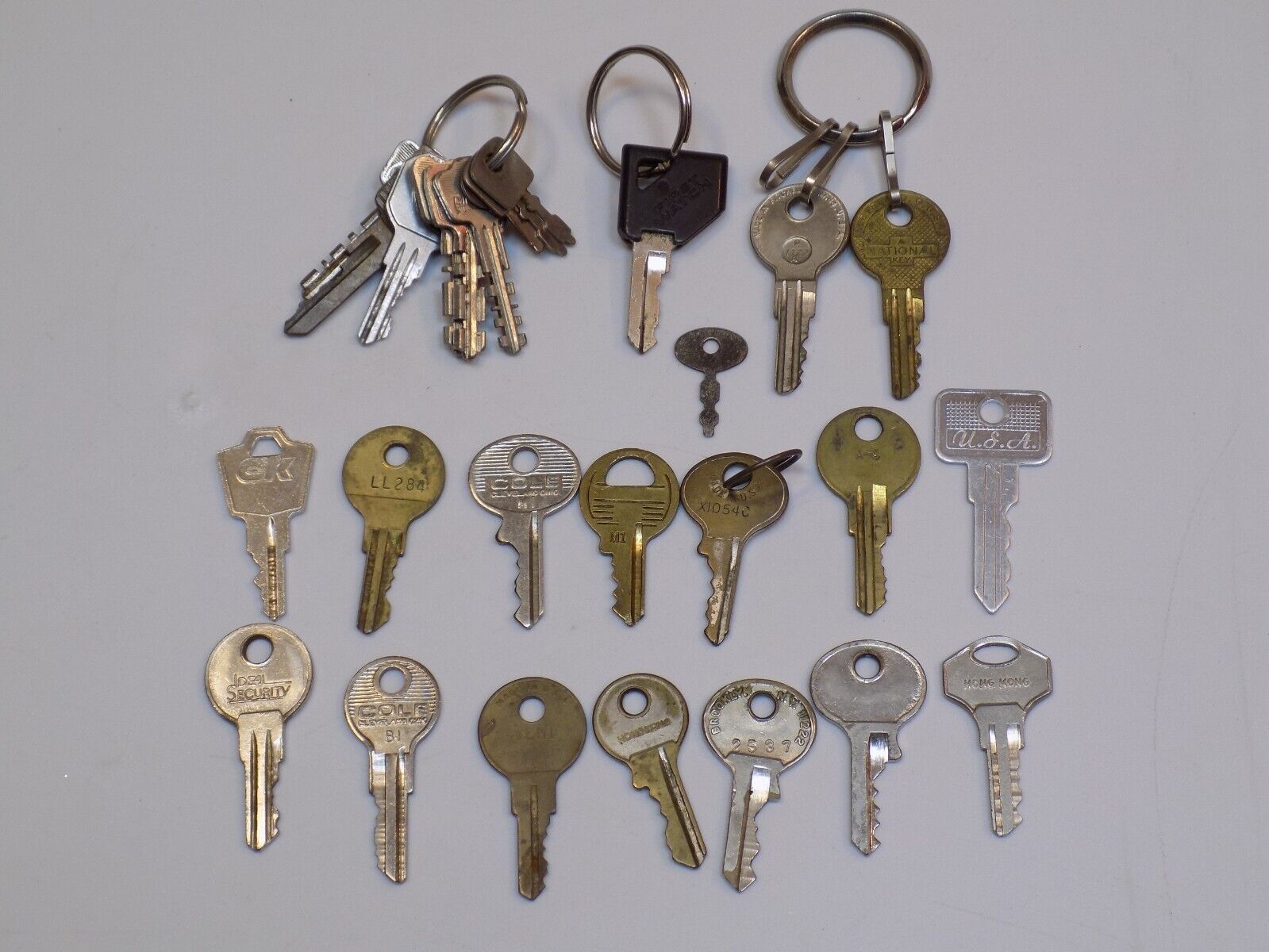 Antique Key set LOT Short Vintage Old Lock Keys Various Keyrings Shorter+ Mixed