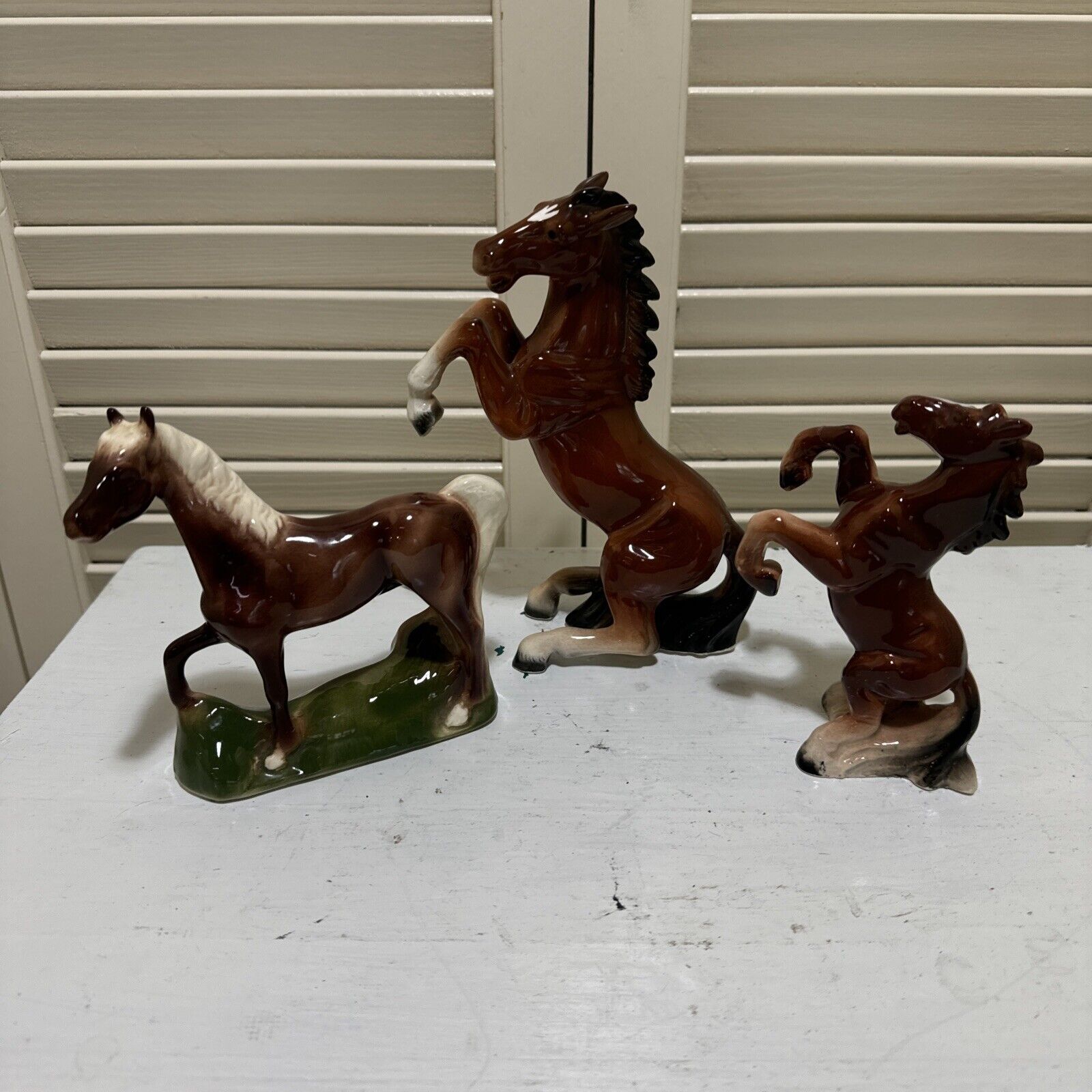 Lot of 3 Vintage Porcelain Horse Figurines Unmarked