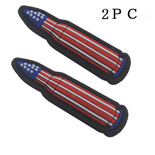 2PCS 3D PVC  BULLET SEAL USA FLAGMILITRAY TACTICAL RUBBER HOOK PATCH FULLCOLOR