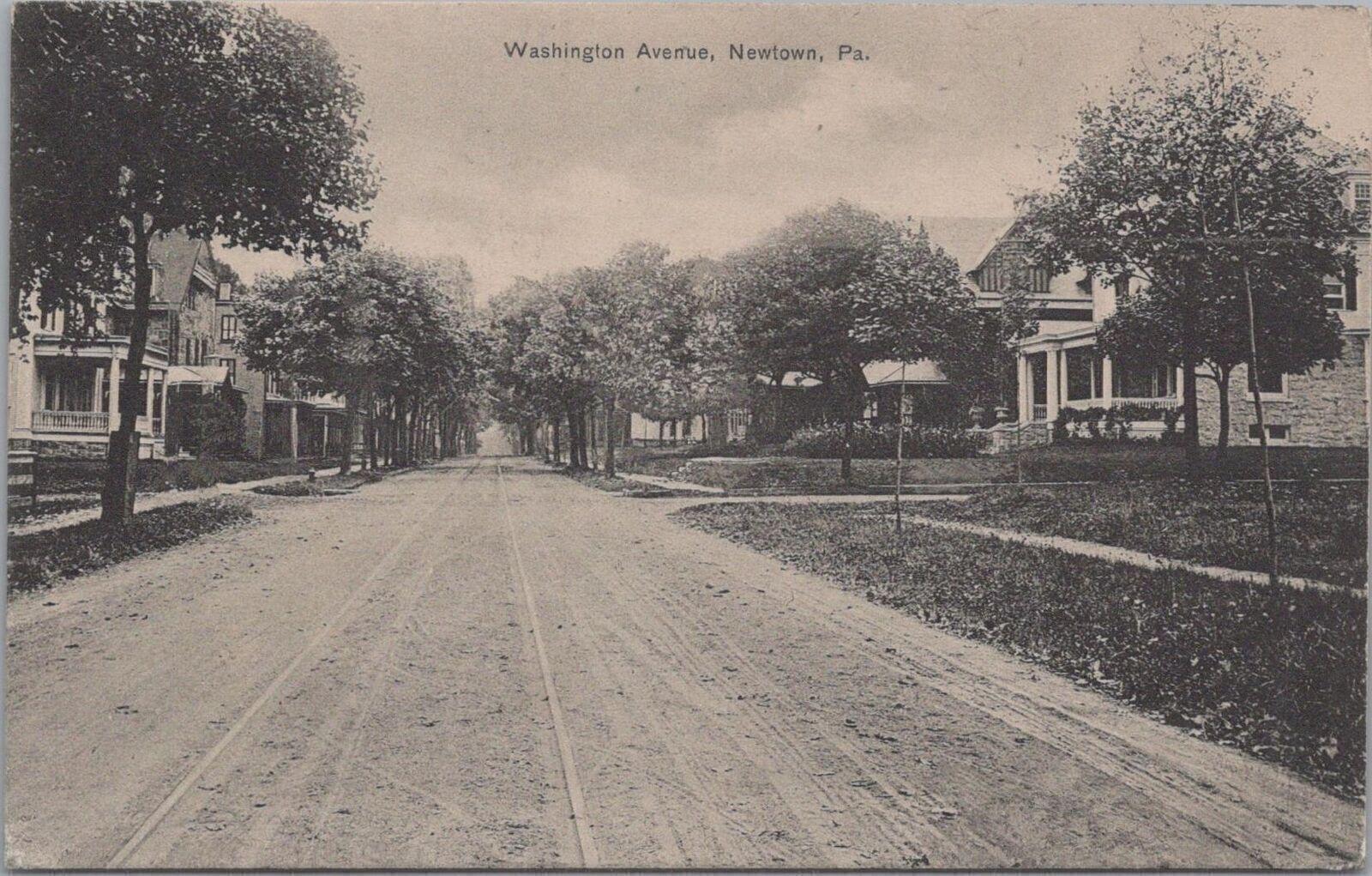 Postcard Washington Avenue Newtown PA 1909