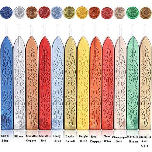 12 Pieces Sealing Wax Sticks With Wicks Vintage Wax Seal Kit With Wicks For Wax 