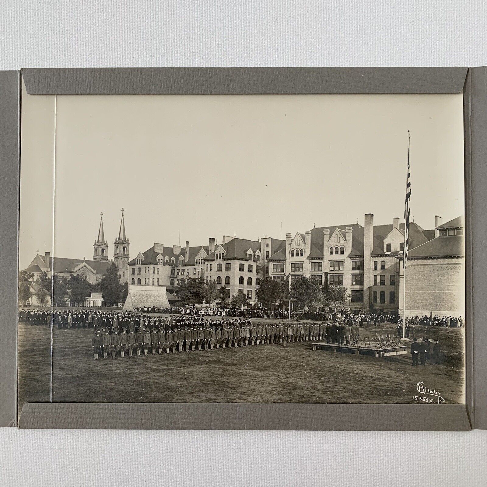 Antique Tri-fold Gelatin Silver Photograph Gonzaga University Spokane Wa 1918 ID