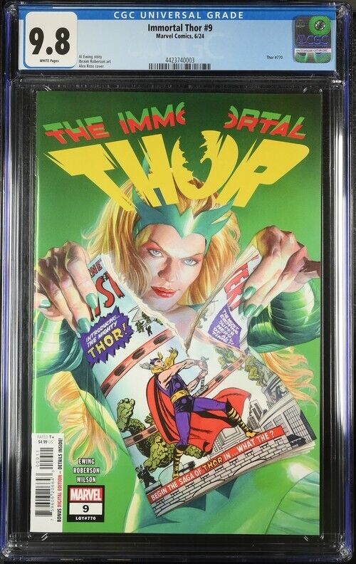 Immortal Thor #9 Great Alex Ross Cover CGC 9.8 NM/M Gorgeous Gem Wow