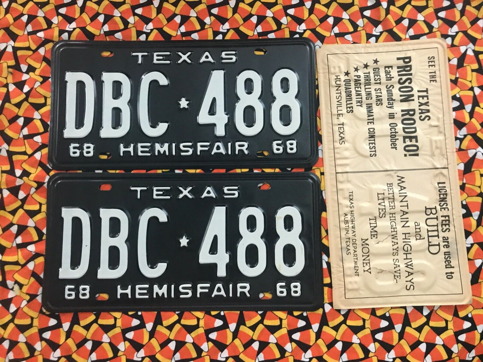 1968 TEXAS Passenger LICENSE PLATES  DBC488