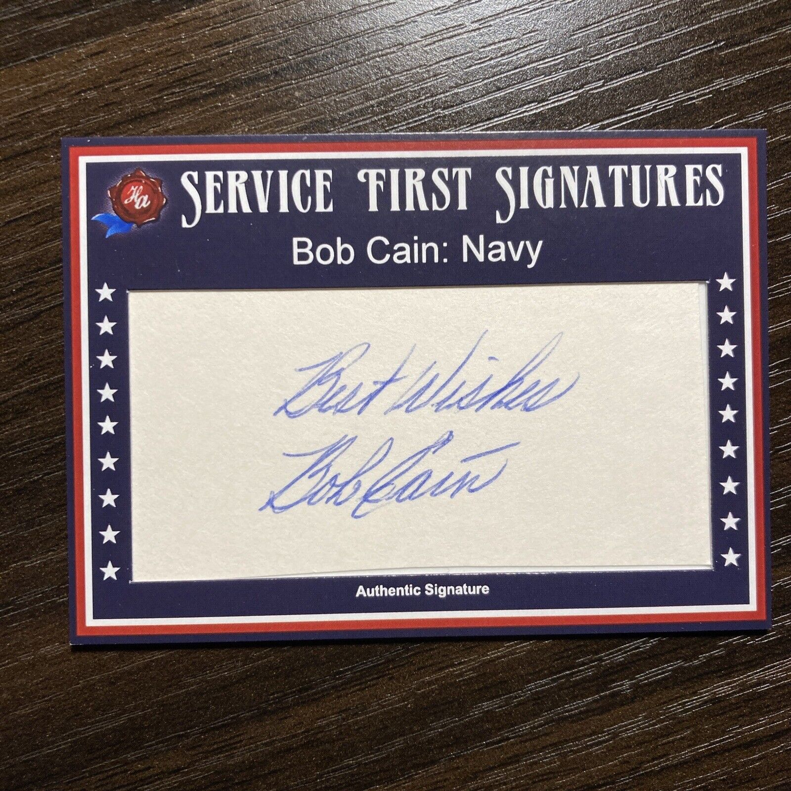2021 Historic Autographs 1945 Service First Signatures Bob Cain Auto /9 Navy