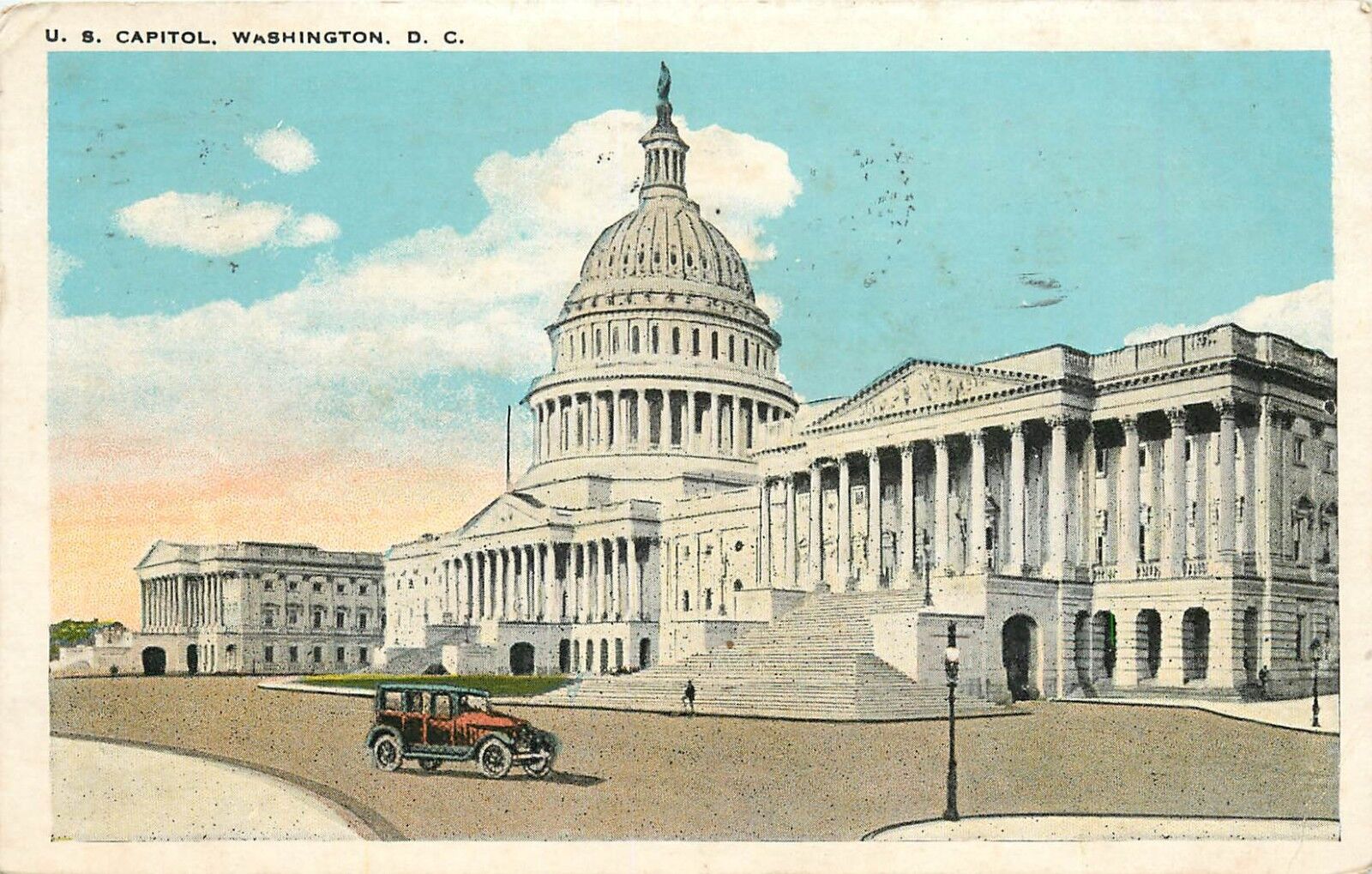 U S Capitol Building Washington DC Fountain pm 1924 Postcard