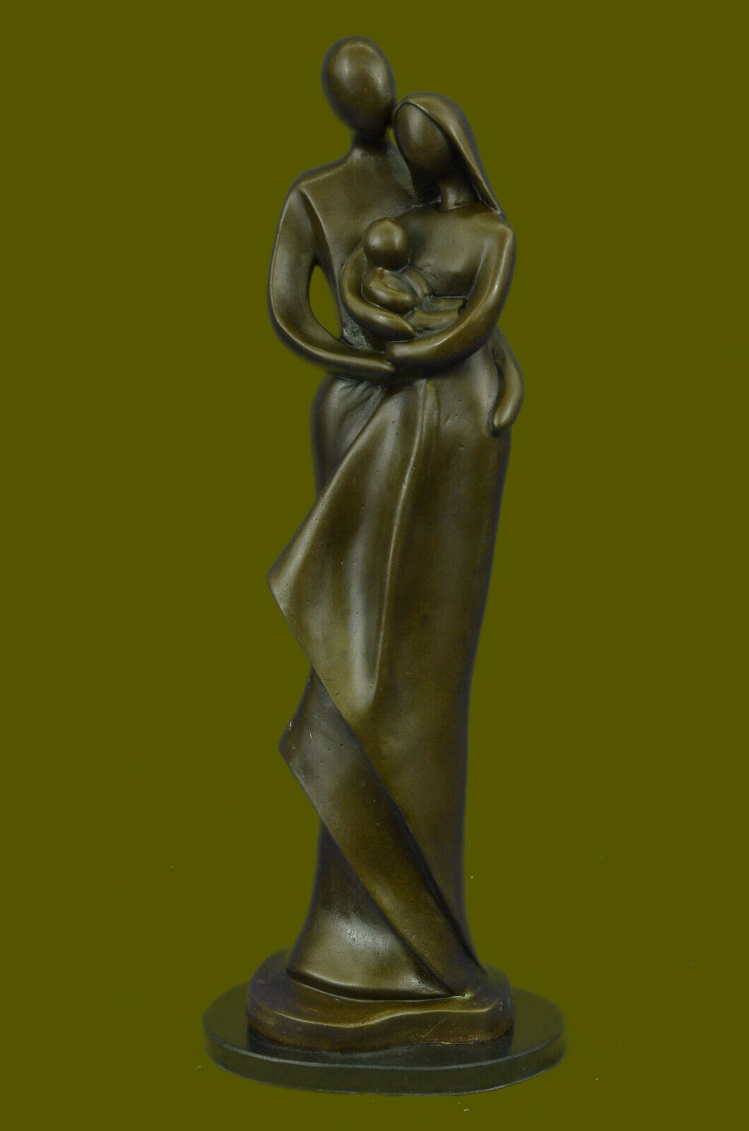 100% Bronze Sculpture Man Woman Baby Family Home Decor Marble Figurine Figure