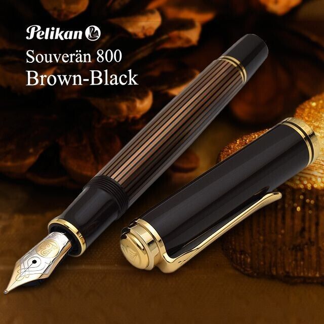 Pelikan Souveran M800 Brown Black Fountain Pen Special Edition 18K from Japan 