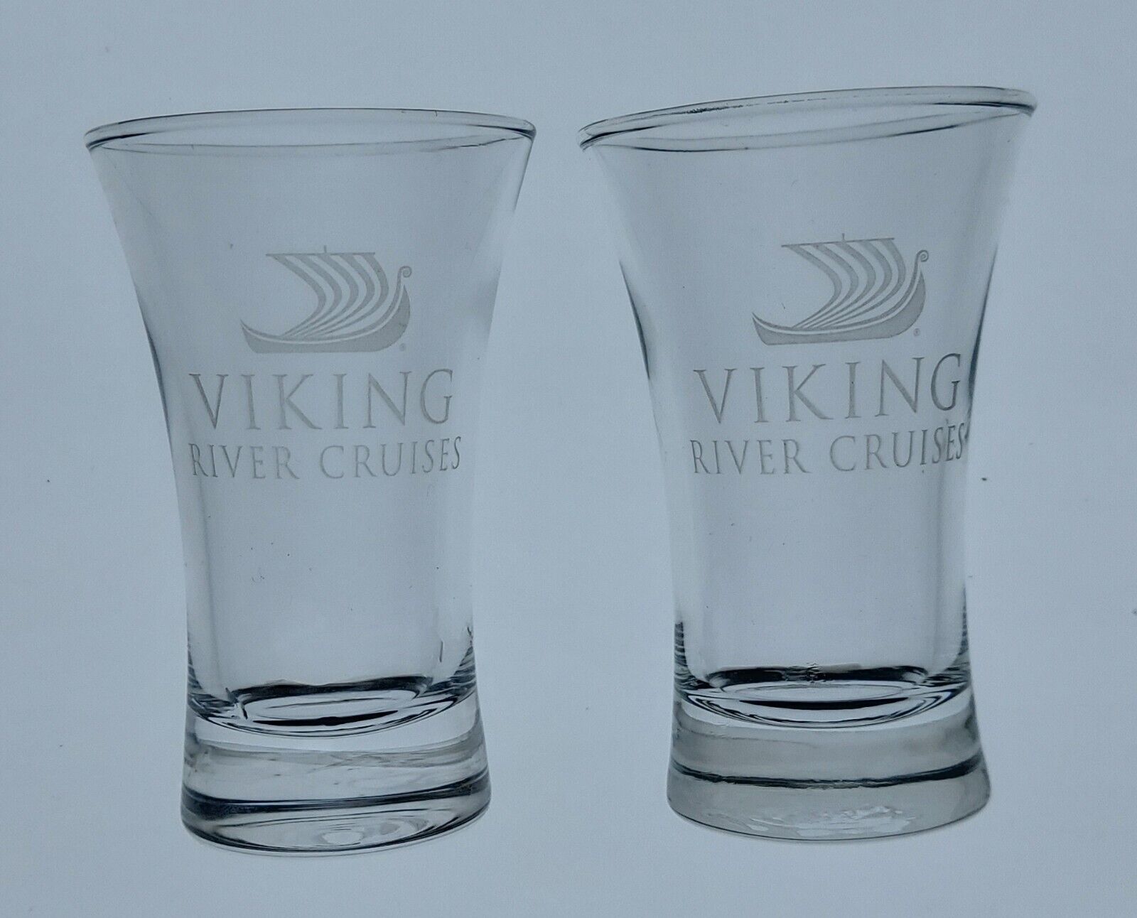 Pair of Viking River Cruises Etched Shot Glasses 3 1/2\