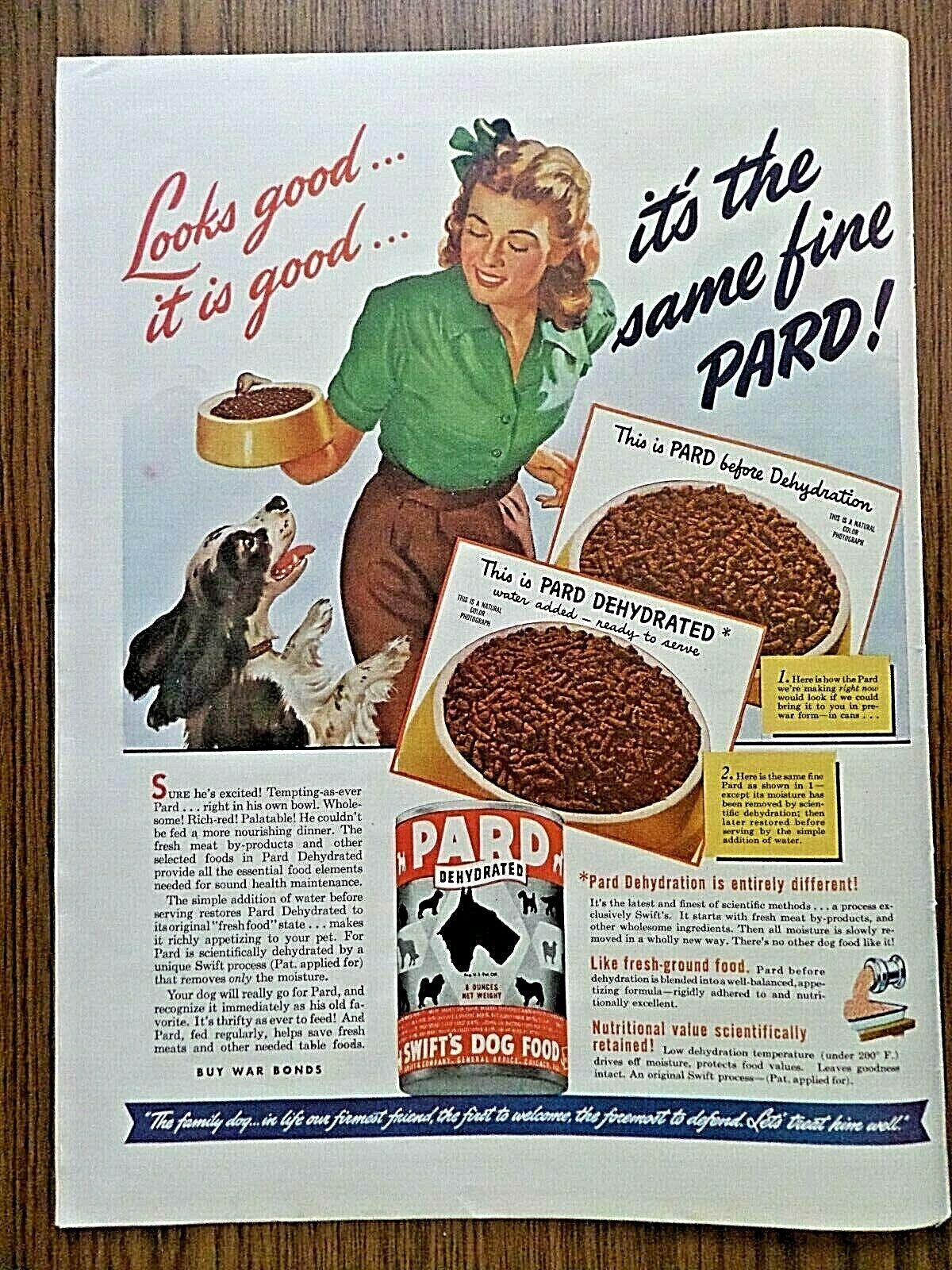 1944 Pard Dog Food Ad   Cocker Spaniel Dog
